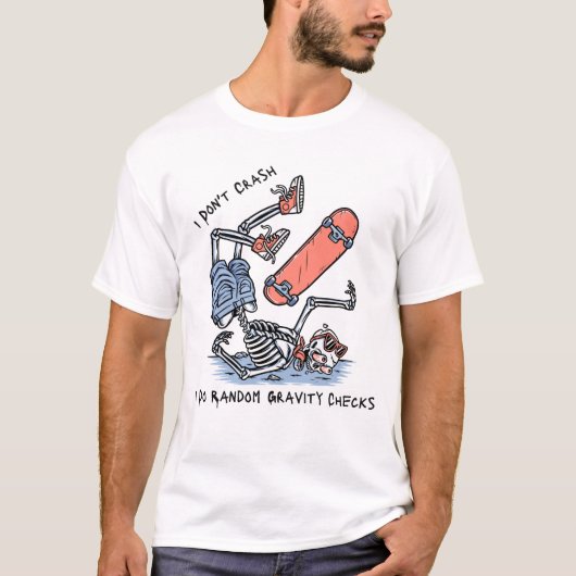 Ik doe random gravity checks Funny pilot Gezegde T-shirt (Voorkant)