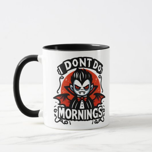 Ik doe 's ochtends geen Grumpy Vampire Graphic Mok (Links)