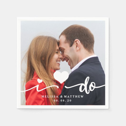 Ik doe Schattige Hart Foto Trouwpapier servet (Voorkant)