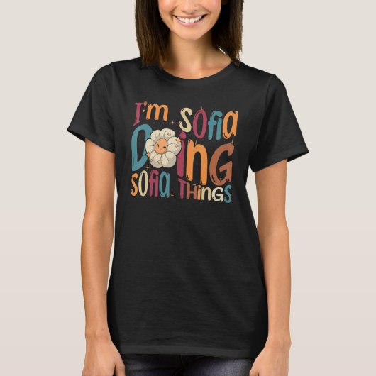 Ik doe Sofia dingen Groovy Retro Sofia T-shirt (Voorkant)