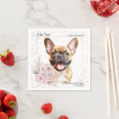Ik doe te Franse Bulldog roze bloemenhond bruiloft Servet (Insitu)