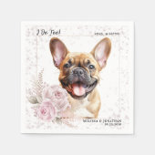 Ik doe te Franse Bulldog roze bloemenhond bruiloft Servet (Voorkant)
