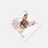 Ik doe te Franse Bulldog roze bloemenhond bruiloft Servet (Hoek)