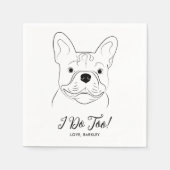 Ik doe te gepersonaliseerde Franse Bulldog bruilof Servet (Voorkant)