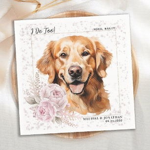 Ik doe te Golden Retriever Pink Floral Dog Wedding Servet