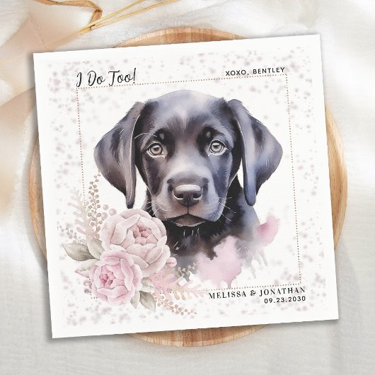 Ik doe te Labrador Retriever Floral Dog Wedding Servet