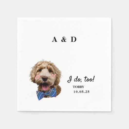 Ik doe te schattig kat hond foto bruiloft monogram servet (Voorkant)