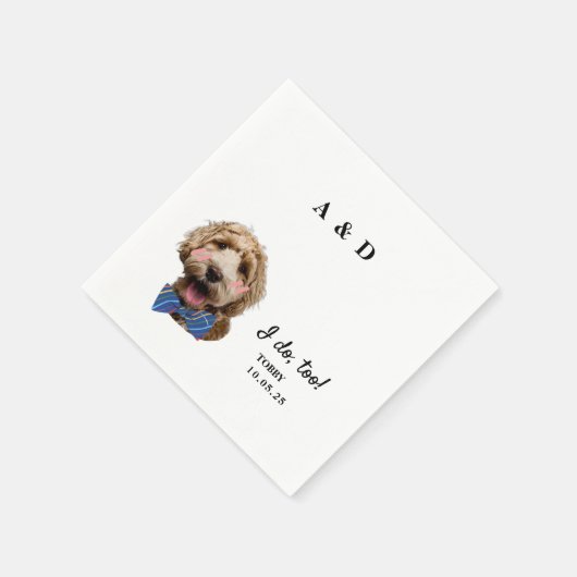 Ik doe te schattig kat hond foto bruiloft monogram servet (Hoek)