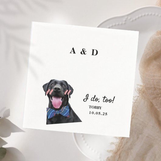 Ik doe te schattig kat hond foto bruiloft monogram servet