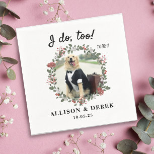 Ik doe te schattig Sjabloon kat hond foto bruiloft Servet