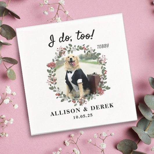 Ik doe te schattig Sjabloon kat hond foto bruiloft Servet