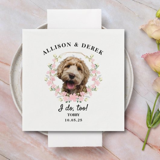 Ik doe te schattig Sjabloon kat hond foto bruiloft Servet