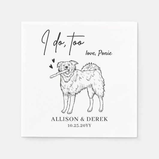 Ik doe te Schattige Pet Name Border Collie Dog Wed Servet (Voorkant)