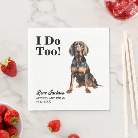 Ik doe te zwart en bruin Coonhound Pet Wedding Servet (Insitu)