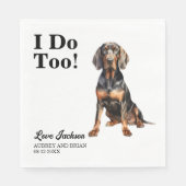 Ik doe te zwart en bruin Coonhound Pet Wedding Servet (Voorkant)