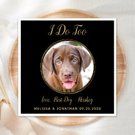 Ik doe te zwart gouden bruiloft, aangepaste foto v servet