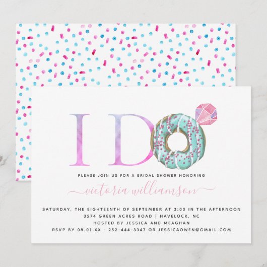 Ik Doe | Trouwfeest Uitnodiging Donut Thema (Voorkant / Achterkant)