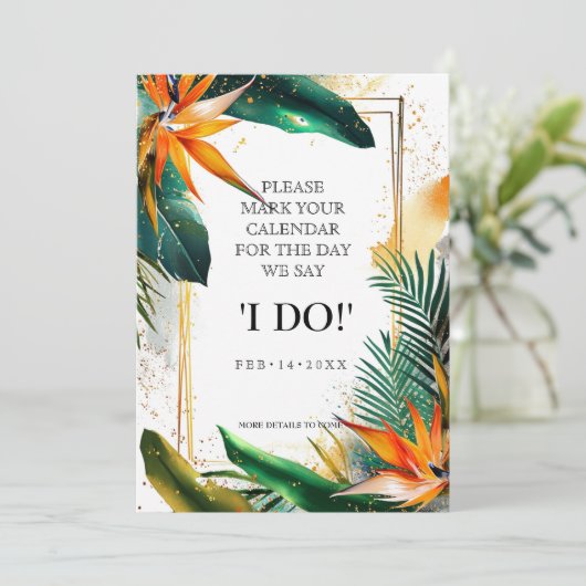 "IK DOE" Vogels van het Paradijs Bliss Save The Date (Staand voorkant)