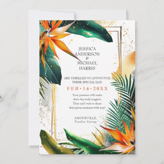 "IK DOE" Vogels van het Paradijs Bliss Save The Date (Achterkant)