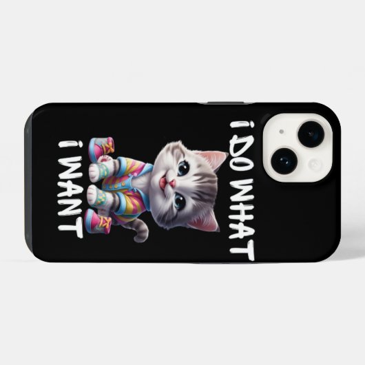 Ik doe wat ik nodig heb Schattigee Cat iPhone-hoes iPhone Hoesje (Achterkant horizontaal)