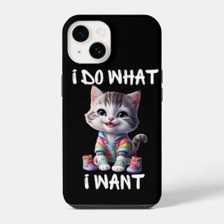 Ik doe wat ik nodig heb Schattigee Cat iPhone-hoes iPhone 14 Hoesje
