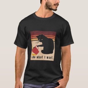 Ik doe wat ik wil Cat Black Cat Lover Pet Kat T S T-shirt