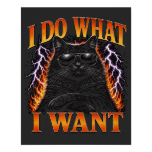 Ik Doe Wat Ik Wil Cool Zwarte Kat Rebel Perfect Poster