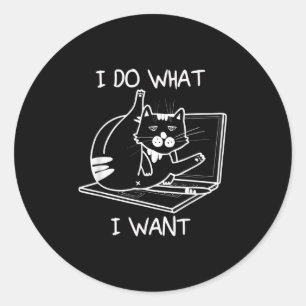 Ik doe wat ik wil dat Cat Memes Hacker Security Fu Ronde Sticker