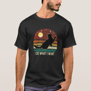Ik doe wat ik wil dat de kat Kitten Black Cat Ret T-shirt