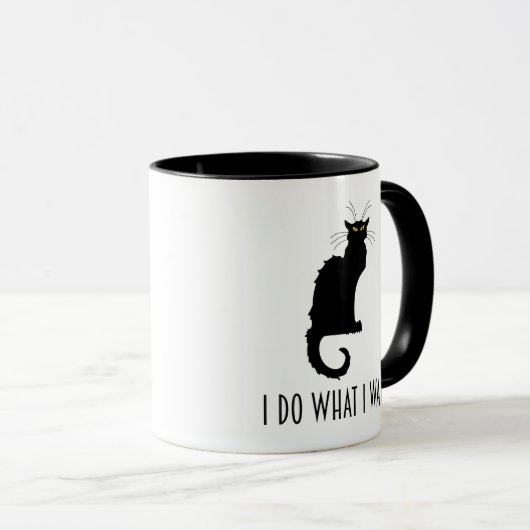 Ik doe wat ik wil dat grappige kat-karatui Noir Mok (Voorkant rechts)