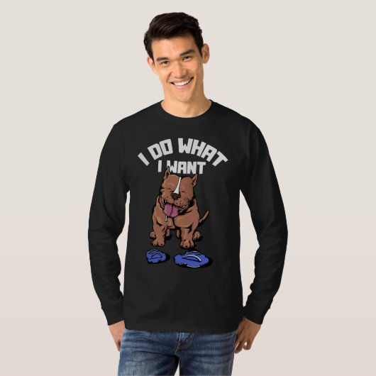 Ik doe wat ik wil dat grappige Pitbull Terrier Tra T-shirt (Voorkant volledig)