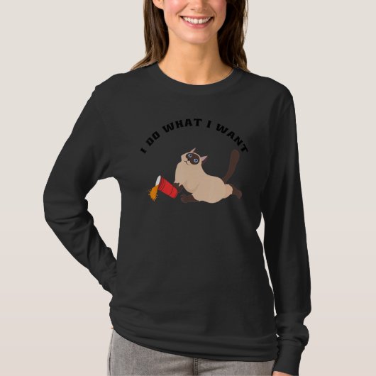Ik doe wat ik wil dat grappige Siamese kat T-shirt (Voorkant)