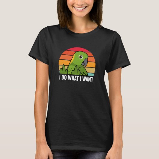Ik doe wat ik wil dat papegaaien ik een gele Amazo T-shirt (Voorkant)