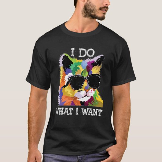 Ik doe wat ik wil dat Pop Cat Zonnebrillen Draag G T-shirt (Voorkant)