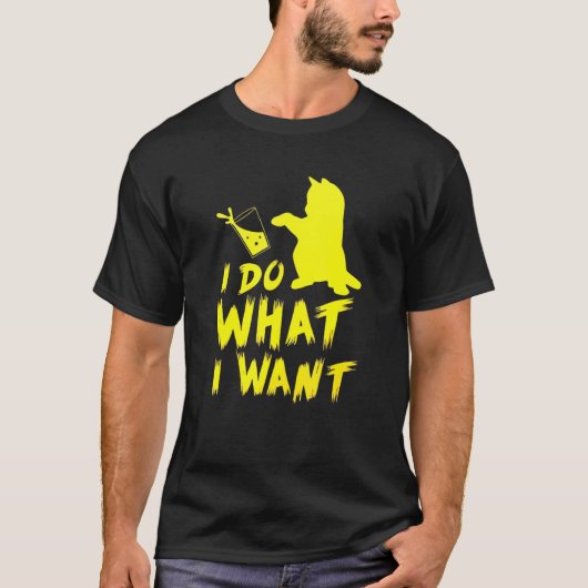 Ik doe wat ik wil dat zwarte kat grafische top (Voorkant)