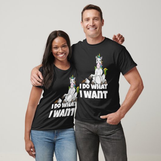 Ik doe wat ik wil: een boze eenhoorn t-shirt (Unisex)