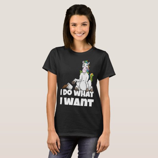 Ik doe wat ik wil: een boze eenhoorn t-shirt (Voorkant volledig)