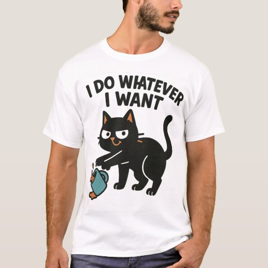 Ik doe wat ik wil grappig kat T-shirt (Voorkant)