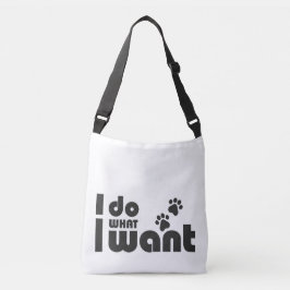 Ik doe wat ik wil, grappig Kattenhondje Crossbody Tas