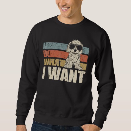 Ik doe wat ik wil grappige Cavapoo  Retro Trui (Voorkant)