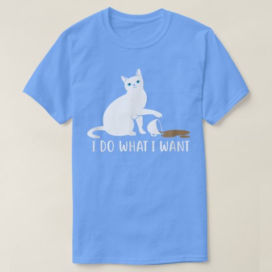 Ik doe wat ik wil grappige kat en koffie t-shirt (Design voorkant)