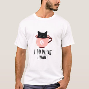 Ik Doe Wat Ik Wil Grappige Kat in Beker Grafisch T-shirt