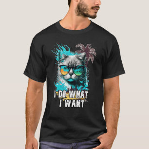 Ik Doe Wat Ik Wil Grappige Kat Met Bril T-shirt