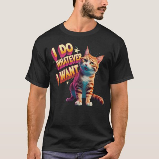 "Ik doe wat ik wil" Grappige kat T-shirt (Voorkant)