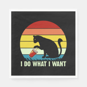 Ik Doe Wat Ik Wil Grappige Vintage Zwarte Kat Servet