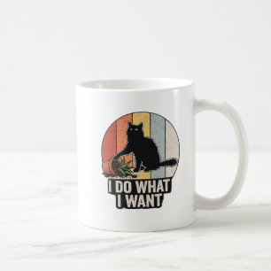 Ik Doe Wat Ik Wil" Grappige Zwarte Kat & Plant Vin Koffiemok