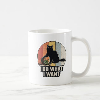 Ik Doe Wat Ik Wil" Grappige Zwarte Kat & Plant Vin Koffiemok