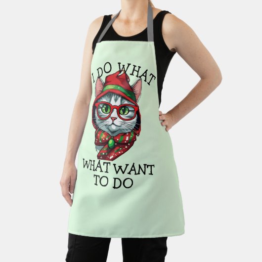 'Ik doe wat ik wil' houding, grappige kerst kat Schort (Insitu)
