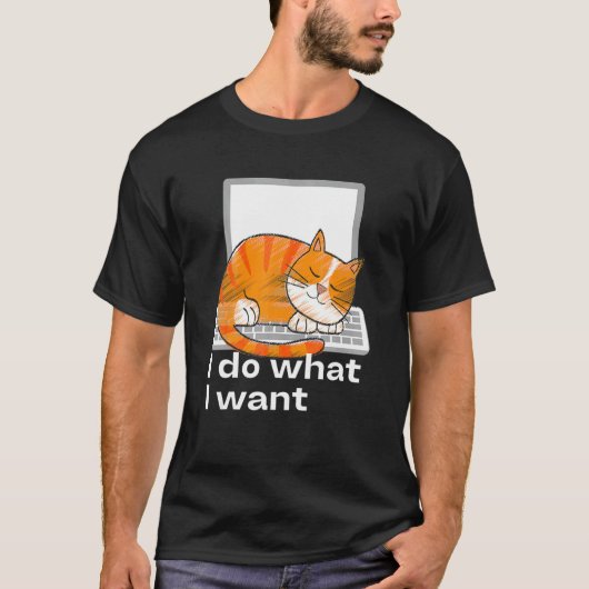 Ik Doe Wat Ik Wil Kat Computer Toetsenbord T-shirt (Voorkant)