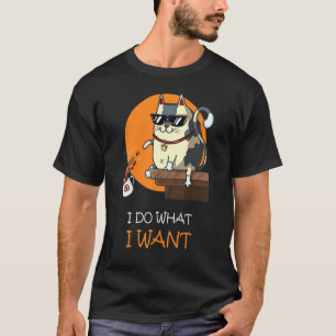 Ik Doe Wat Ik Wil Kat Koffie Zwarte Kat Rode Beker T-shirt